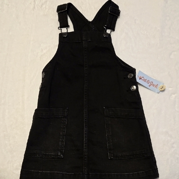 New Cat & Jack Black Jean Overall Dress with Adjustable Straps Size XS (4/5) - Picture 1 of 5